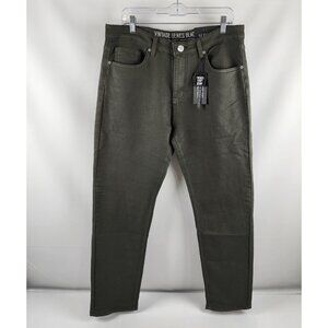 Vintage Genes Black Jeans Mens 34x30 Green Slim Fit Denim NWT